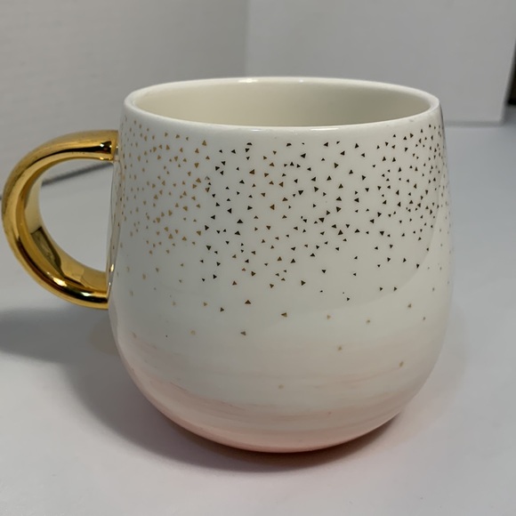 David’s Tea Mug / Cup. White, touch of Pink with Gold handle and specks. - Picture 3 of 6
